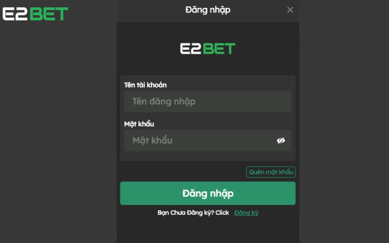 Giao Diện Đăng Nhập Tài Khoản E2BET