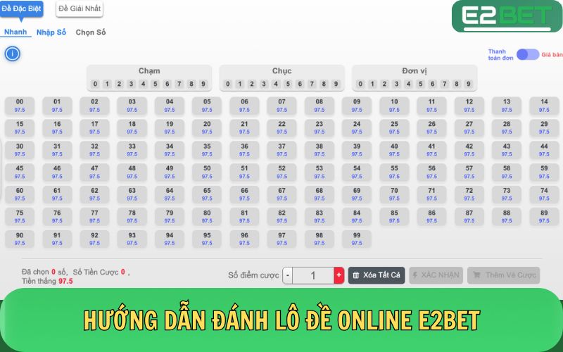 Hướng dẫn các bước đặt cược lô đề online E2BET chi tiết