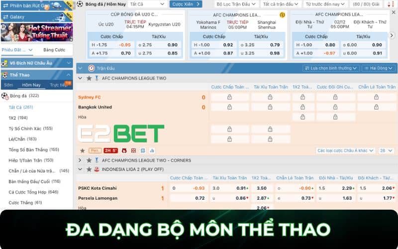 Các bộ môn thể thao trực tuyến tại E2BET