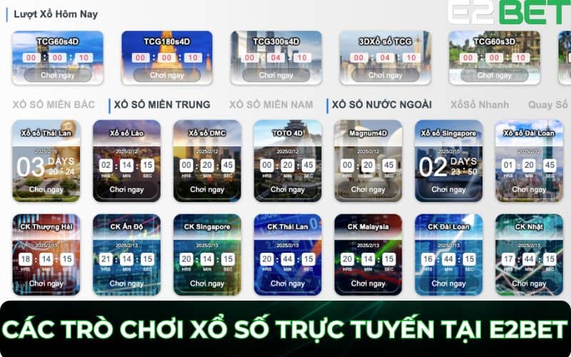 Điểm danh các trò chơi xổ số trực tuyến hot trên E2BET